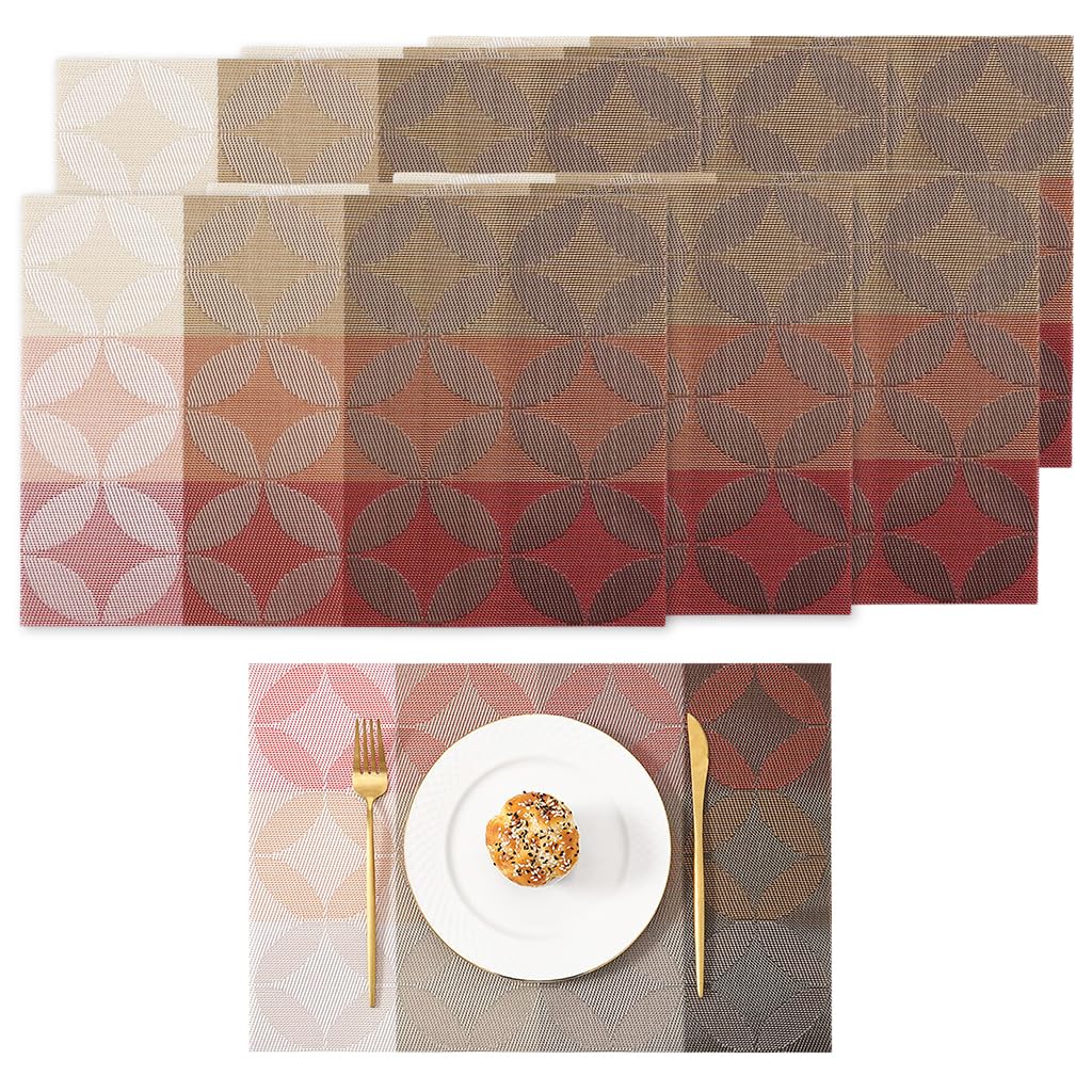 HASTHIP 6Pcs Dining Table Placemats PVC Insulation Dining Placemats Creative Weaving Embossing Waterproof Dining Placemats, 17.7x11.8cm HASTHIP 6Pcs Dining Table Placemats PVC Insulation Dining Placemats Creative Weaving Embossing Waterproof Dining Placemats, 17.7x11.8cm